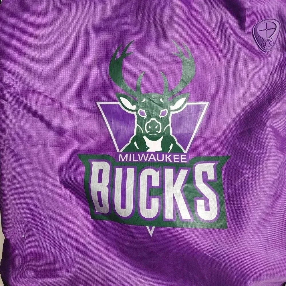 Vintage NBA Elevation Milwaukee Bucks String Backpack‎ Purple Green Bag